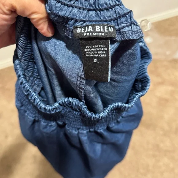 Blue A-Line Maxi Skirt with Tie Front - Picture 5 of 5